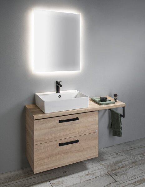 Aqualine Aqualine, VEGA Set mobilier baie, latime 97,5 cm, alb/stejar platina, VG064-02