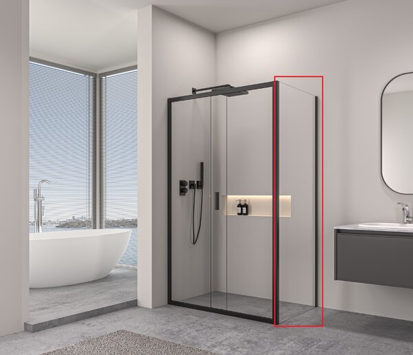 Erga Alpine, perete solid pentru duș 70x195 cm, sticlă transparentă de 6 mm, profil negru, ERG-V02-ALPINE-G070-BK