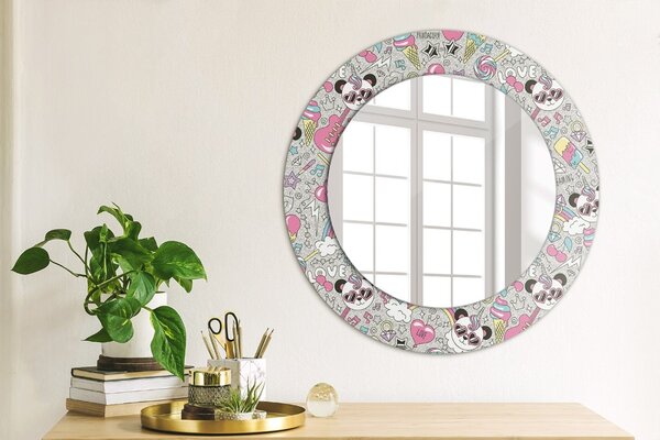 Oglindomat.ro Oglinda rotunda imprimata Oglinda rotunda imprimata Panda unicorn lsdo-00242