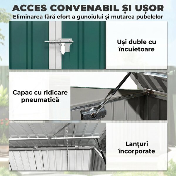 Outsunny căsuță pentru tomberoane, container pentru gunoi, căsuță pentru depozitare | Aosom Romania