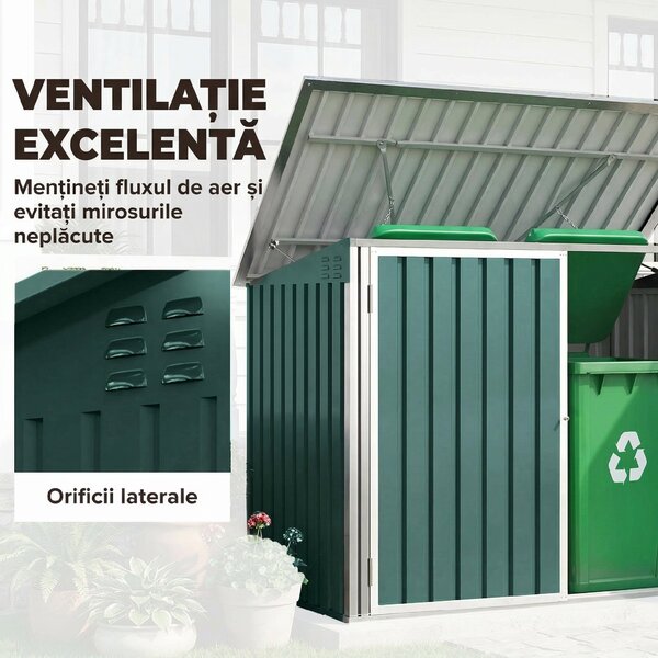 Outsunny căsuță pentru tomberoane, container pentru gunoi, căsuță pentru depozitare | Aosom Romania