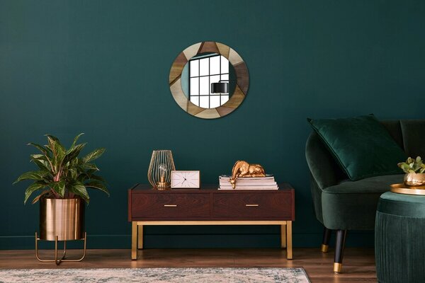 Oglindomat.ro Oglinda cu decor rotunda Oglinda cu decor rotunda Lemn 3d geometric lsdo-00244