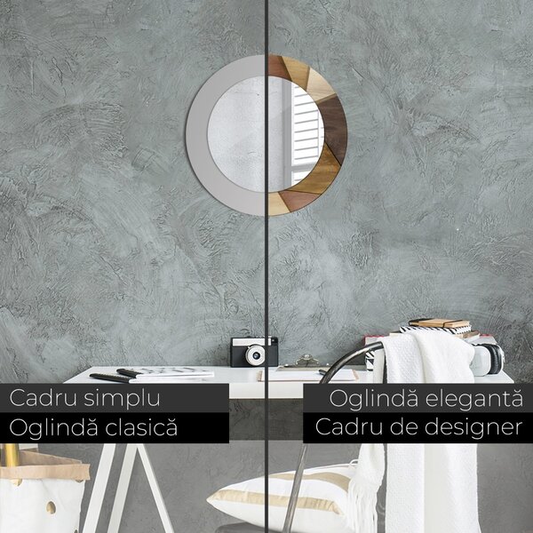 Oglindomat.ro Oglinda cu decor rotunda Oglinda cu decor rotunda Lemn 3d geometric lsdo-00244