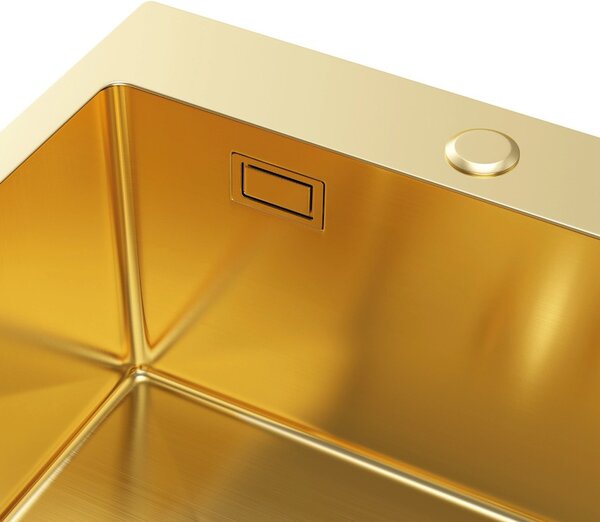Erga HD, chiuvetă din oțel cu 1 cameră 460x450x210 mm, auriu, ERG-MLS-HD4645G