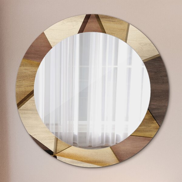 Decor oglinda rotunda Lemn 3d geometric fi 60 cm