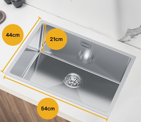 Erga HD, chiuvetă din oțel cu 1 cameră 540x440x210 mm, oțel, ERG-MLS-HD5444