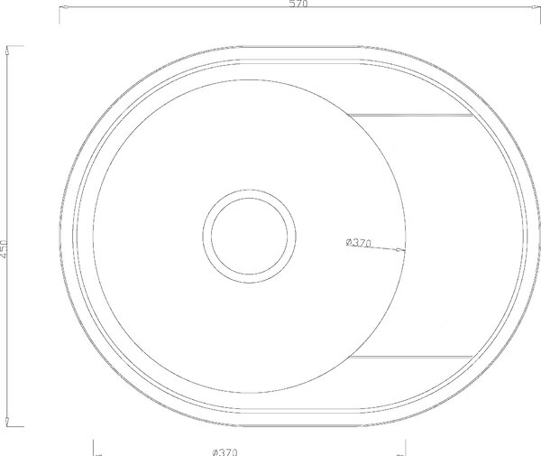 Erga HD, chiuvetă din oțel cu 1 cameră 570x450x160 mm cu scurgere scurtă, finisaj satinat periat, ERG-MLS-HD5745S