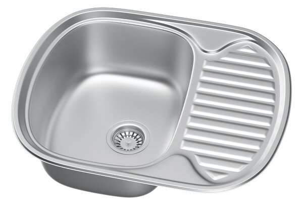 Erga HD, chiuvetă din oțel cu 1 cameră 600x490x160 mm cu scurgere scurtă, finisaj satinat periat, ERG-MLS-HD6049S