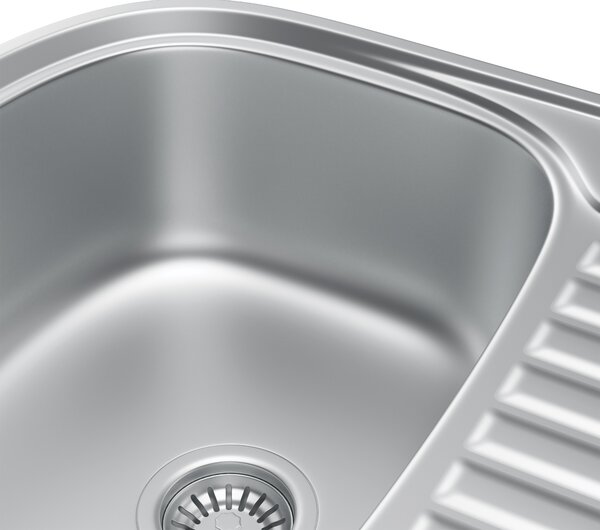 Erga HD, chiuvetă din oțel cu 1 cameră 600x490x160 mm cu scurgere scurtă, finisaj satinat periat, ERG-MLS-HD6049S