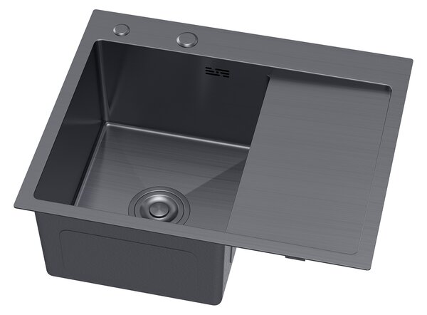 Erga HD, chiuvetă din oțel cu 1 cameră 580x480x210 mm, dreapta, grafit, ERG-MLS-HD5848RB