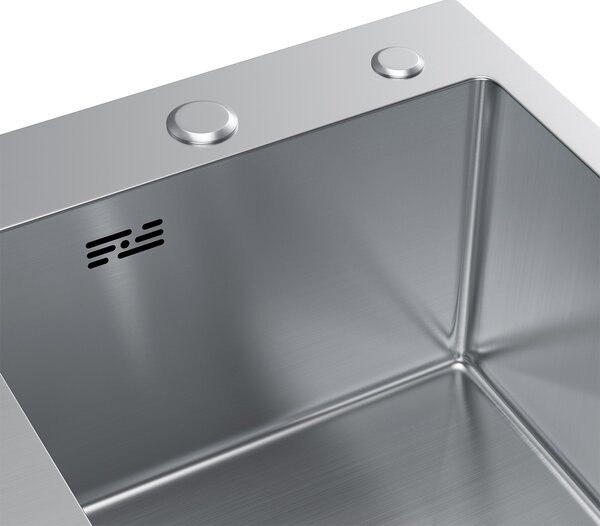 Erga HD, chiuvetă din oțel cu 1 cameră 580x480x210 mm, dreapta, oțel, ERG-MLS-HD5848R