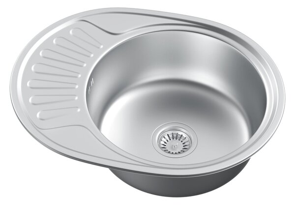 Erga HD, chiuvetă din oțel cu 1 cameră 570x450x160 mm cu scurgere scurtă, finisaj satinat periat, ERG-MLS-HD5745S