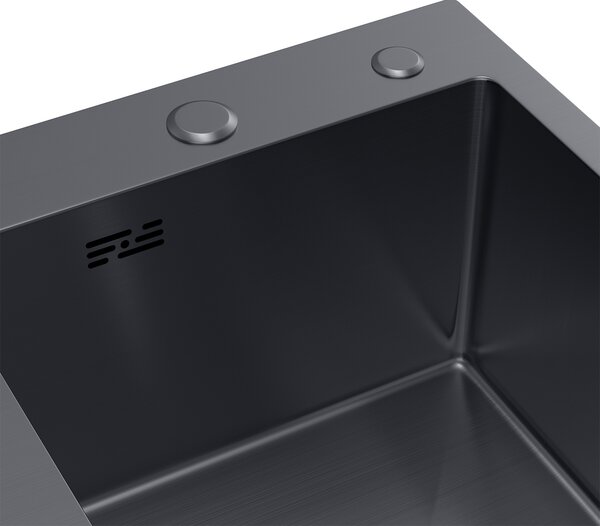 Erga HD, chiuvetă din oțel cu 1 cameră 580x480x210 mm, dreapta, grafit, ERG-MLS-HD5848RB