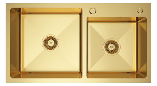 Erga HD, chiuvetă din oțel cu 1 cameră 780x450x210 mm, auriu, ERG-MLS-HD7845G