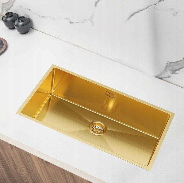 Erga HD, chiuvetă din oțel cu 1 cameră 740x440x210 mm, auriu, ERG-MLS-HD7444G