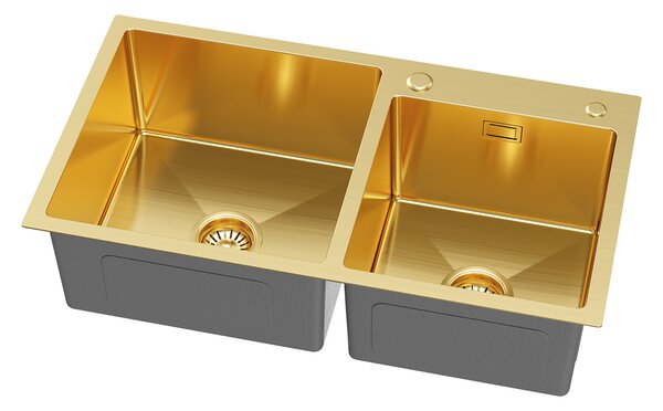 Erga HD, chiuvetă din oțel cu 1 cameră 780x450x210 mm, auriu, ERG-MLS-HD7845G