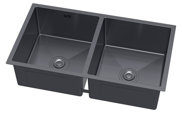 Erga HD, chiuvetă din oțel cu 2 camere 800x450x210 mm, grafit, ERG-MLS-HD8045B