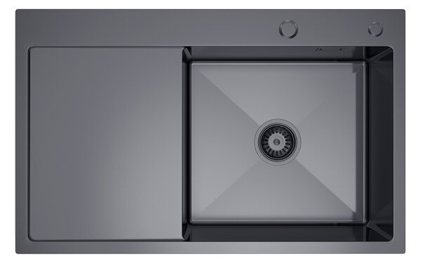 Erga HD, chiuvetă din oțel cu 1 cameră 780x490x210 mm, dreapta, grafit, ERG-MLS-HD7849RB