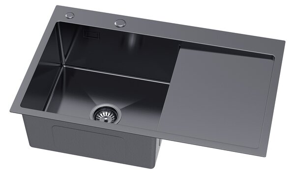 Erga HD, chiuvetă din oțel cu 1 cameră 780x490x210 mm, stânga, grafit, ERG-MLS-HD7849LB