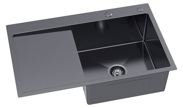 Erga HD, chiuvetă din oțel cu 1 cameră 780x490x210 mm, dreapta, grafit, ERG-MLS-HD7849RB