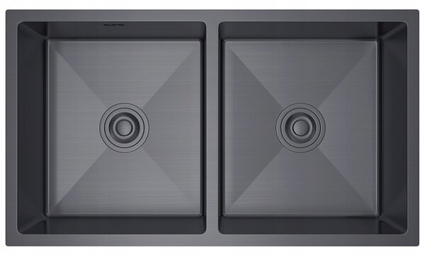 Erga HD, chiuvetă din oțel cu 2 camere 800x450x210 mm, grafit, ERG-MLS-HD8045B