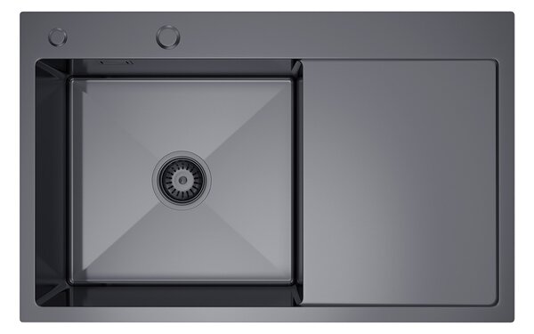 Erga HD, chiuvetă din oțel cu 1 cameră 780x490x210 mm, stânga, grafit, ERG-MLS-HD7849LB