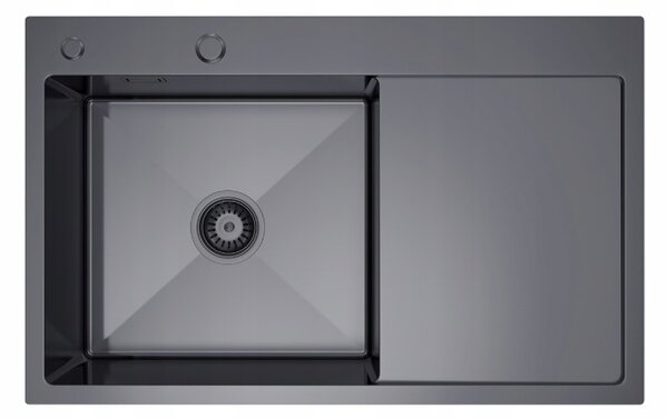 Erga HD, chiuvetă din oțel cu 1 cameră 780x490x210 mm, stânga, grafit, ERG-MLS-HD7849LB