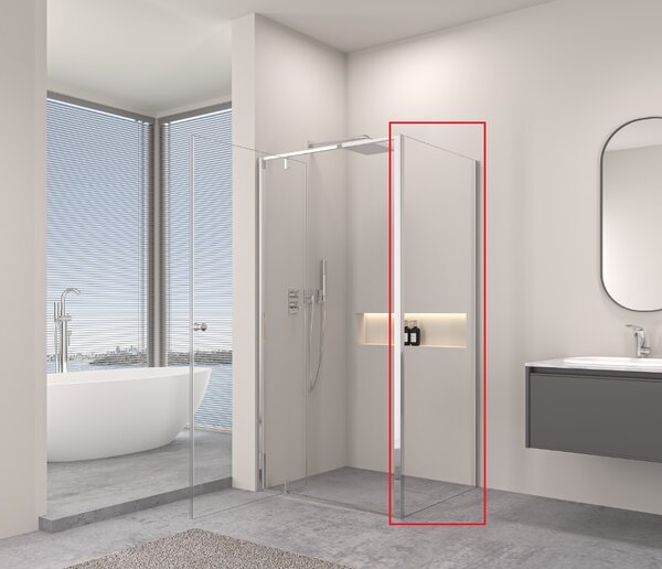Erga Sydney, perete solid pentru duș 80x195 cm, sticlă transparentă de 6 mm, profil cromat, ERG-V02-SYDNEY-G080-CR
