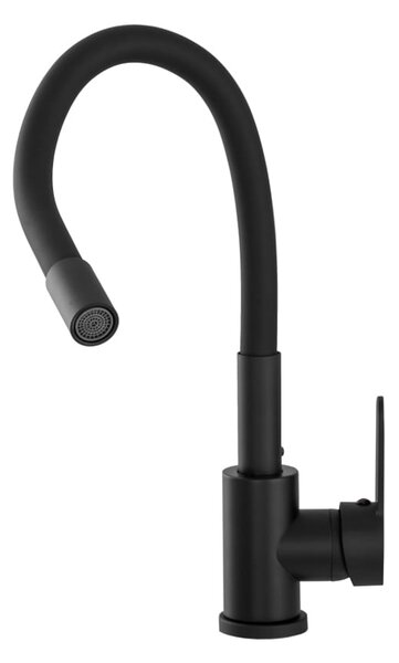 Gamma Flex 2000, baterie pentru chiuvetă de sine stătătoare cu braț flexibil, negru mat, GMA-BFX-2000BK