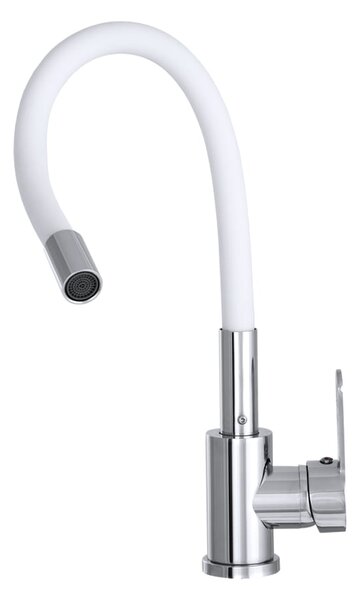 Gamma Flex 2000, baterie pentru chiuvetă de sine stătătoare cu braț flexibil, alb-crom mat, GMA-BFX-2000WH