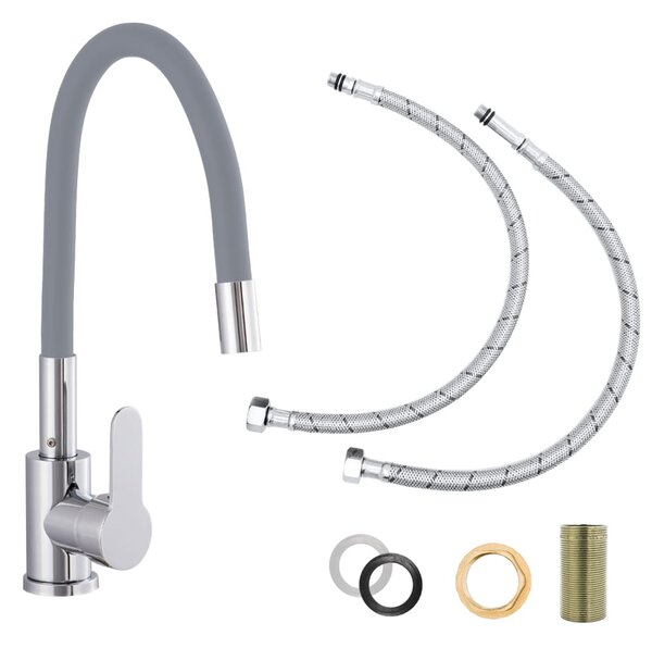 Gamma Flex 2000, baterie pentru chiuvetă de sine stătătoare cu braț flexibil, gri-crom, GMA-BFX-2000G