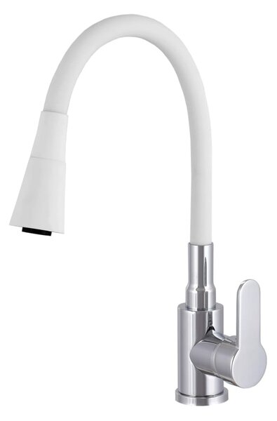 Gamma Flex 3000, baterie pentru chiuvetă de sine stătătoare cu braț flexibil, alb-crom mat, GMA-BFX-3000WH