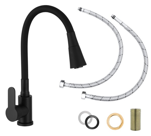 Gamma Flex 3000, baterie pentru chiuvetă de sine stătătoare cu braț flexibil, negru, GMA-BFX-3000BK