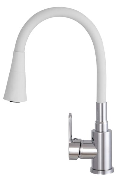 Gamma Flex 3000, baterie pentru chiuvetă de sine stătătoare cu braț flexibil, alb-crom mat, GMA-BFX-3000WH