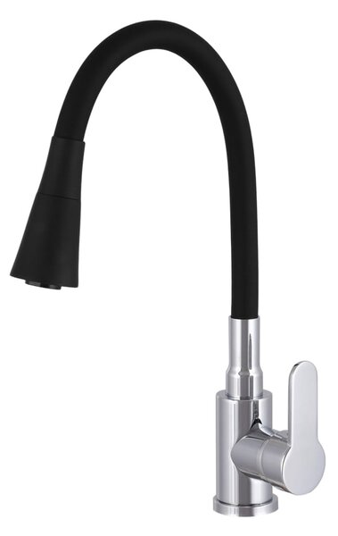 Gamma Flex 3000, baterie pentru chiuvetă de sine stătătoare cu braț flexibil, negru-crom, GMA-BFX-3000CH