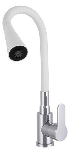 Gamma Flex 3000, baterie pentru chiuvetă de sine stătătoare cu braț flexibil, alb-crom mat, GMA-BFX-3000WH