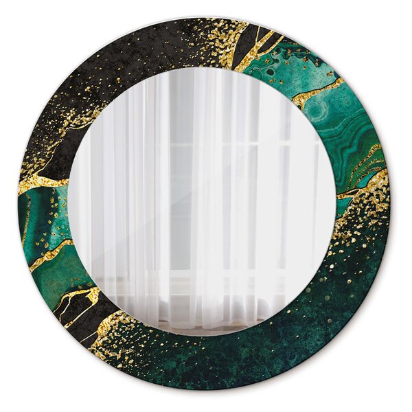 Oglinda rotunda cu rama imprimata Green de marmură fi 50 cm