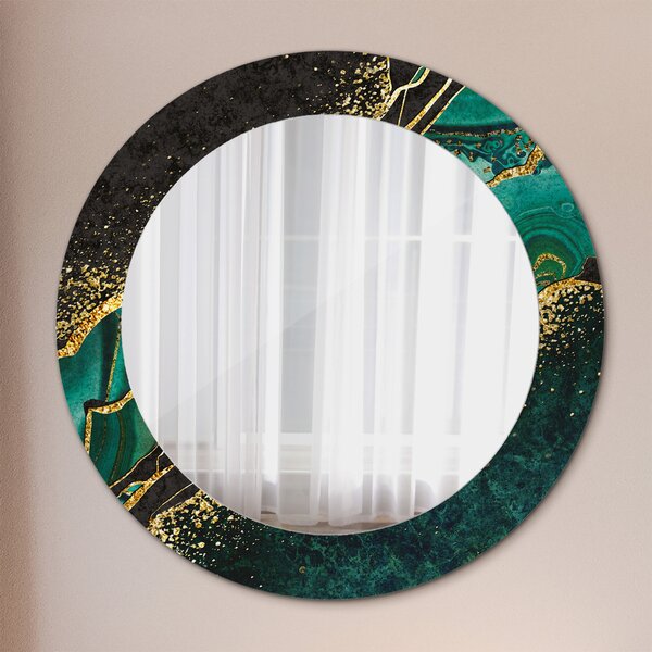 Oglinda rotunda cu rama imprimata Green de marmură fi 60 cm
