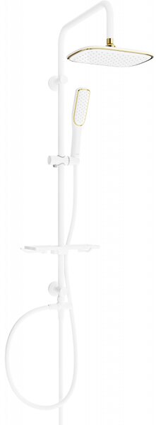 Coloana de dus Mexen T49 cu cap de dus superior si de mana, alb / auriu - 798494993-25