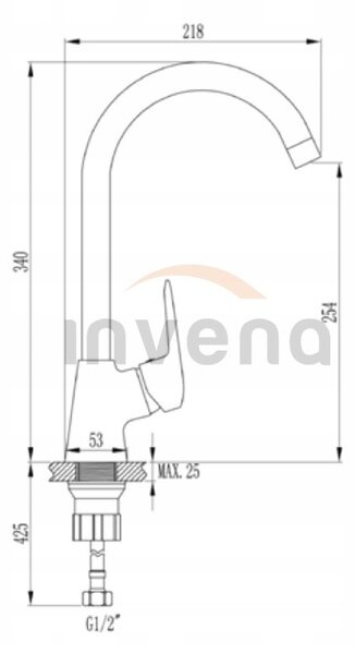 Invena Corso, baterie pentru chiuvetă de sine stătătoare cu braț pivotant, negru, BZ-81-L04-X