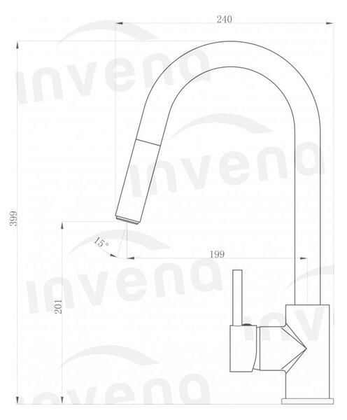 Invena Elia, baterie pentru chiuvetă de sine stătătoare, negru mat, INV-BZ-89-W04-C