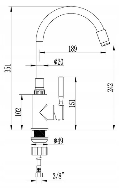 Invena Glamour, baterie pentru chiuvetă de sine stătătoare cu braț flexibil, negru-auriu, BZ-02-L17-V