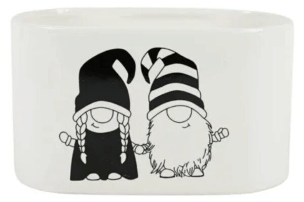 Ghiveci de Craciun GNOME LOVE ceramic 19,5x11 cm, alb