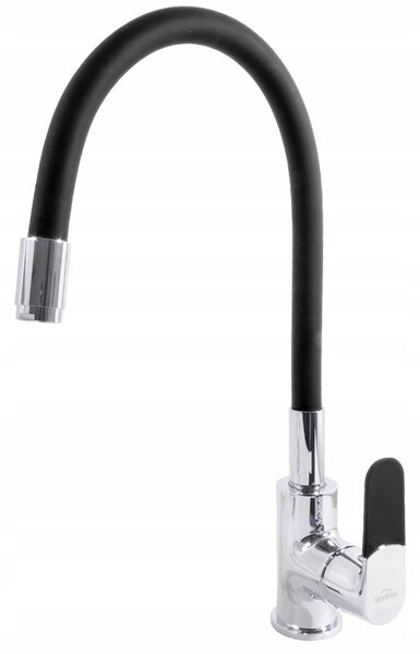 Invena Joga, baterie pentru chiuvetă de sine stătătoare cu braț flexibil, negru-crom, BZ-32-L04-C