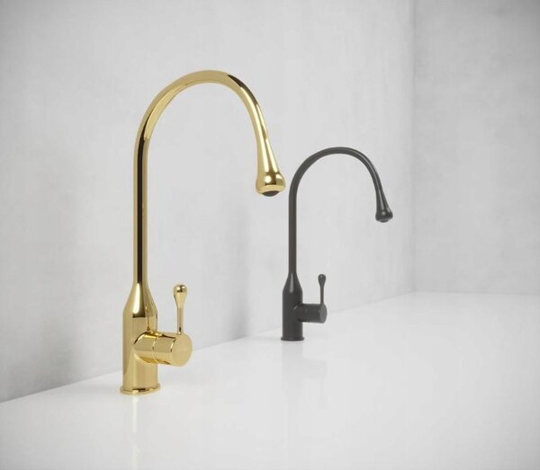 Invena Pingo, baterie pentru chiuvetă de sine stătătoare, negru mat, BZ-55-L04-L