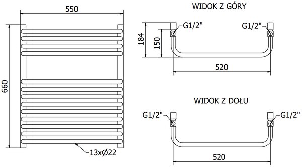 Mexen Apollo, element electric de încălzire 660x550 mm + tijă de încălzire 600 W, alb, W117-0660-550-2600-20