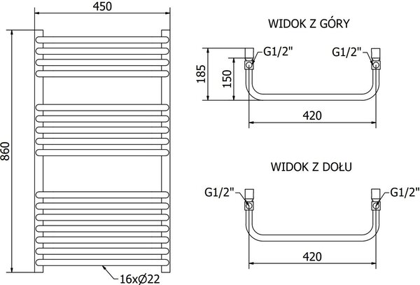 Mexen Apollo, element electric de încălzire 860x450 mm + tijă de încălzire 600 W, alb, W117-0860-450-2600-20