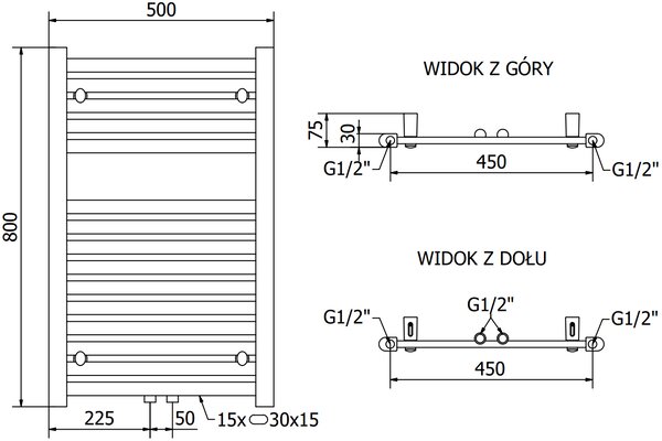 Mexen Hades, element electric de încălzire 800 x 500 mm, 600 W, alb, W104-0800-500-2600-20