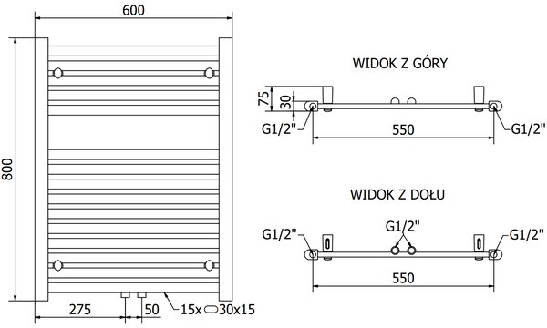 Mexen Hades, element electric de încălzire 800 x 600 mm, 600 W, antracit, W104-0800-600-2600-66