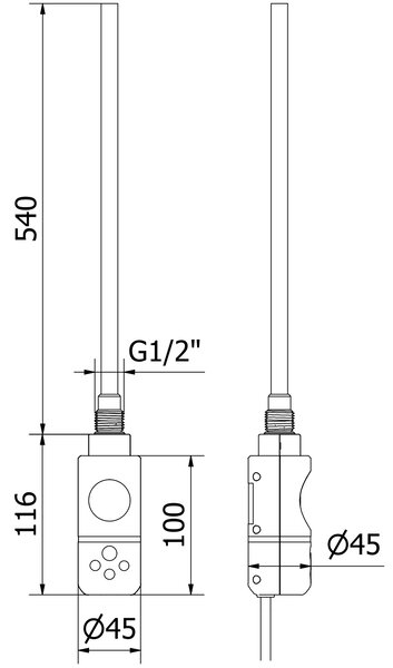 Mexen Eros, element electric de încălzire 1200 x 318 mm, 600 W, negru, W112-1200-318-2600-70